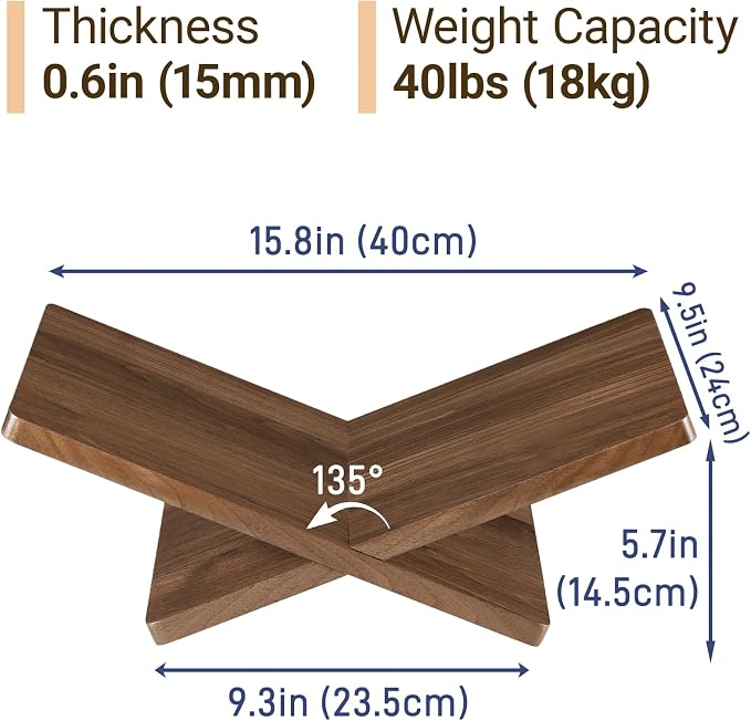 Solid Wooden Book Stand for Desktop Display & Reading –15.7" x 9.4" x 5.7” - Image 2