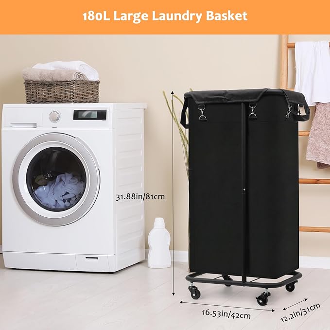 Longzhuo 47.55 Gal Rolling Laundry Basket - Image 4