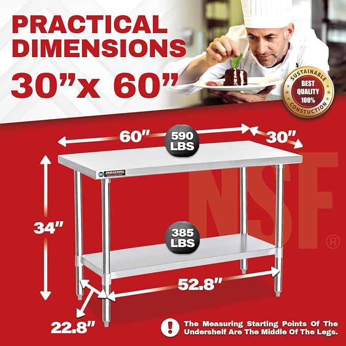 DuraSteel 30x60 Stainless Steel Work Table - Image 6