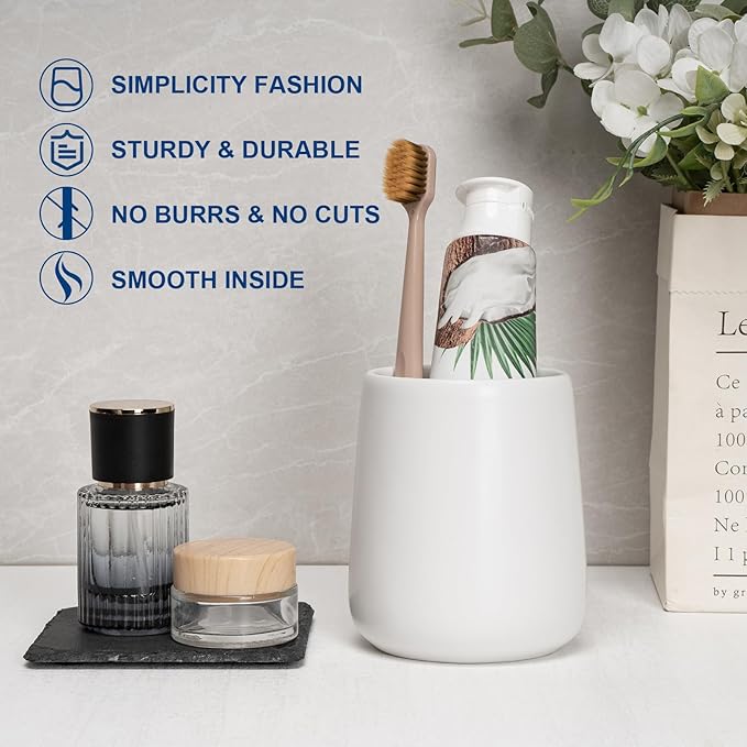 Bathroom Tumbler Cup Ceramic 13.5oz Reusable Toothbrush Cup 400ml, Toothbrush - Image 3