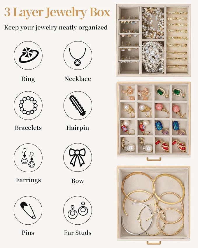 TORIBIO Jewelry Box for Women, Leather Jewelry Organizer - Image 4