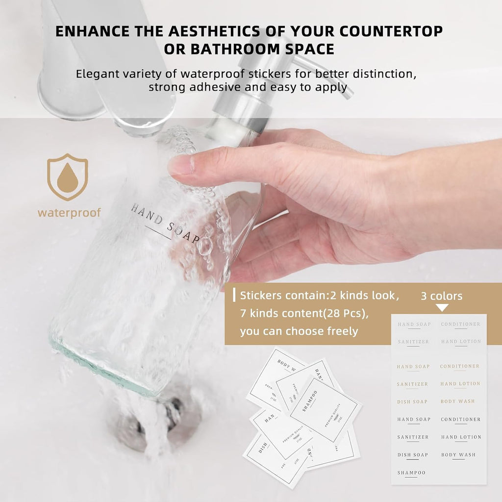 Glass Soap Dispenser - Dish Hand Soap Dispenser Set for Kitchen