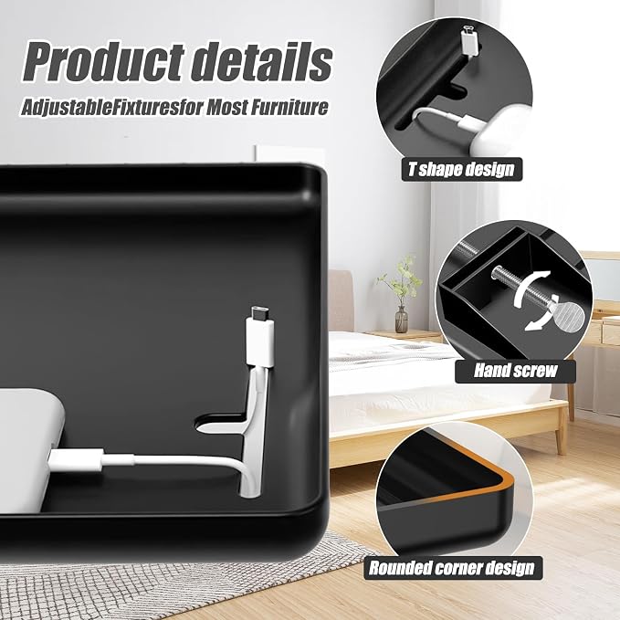 Bedside Table College Dorm Room Essentials Clip On Nightstand Floating Bed Side - Image 4