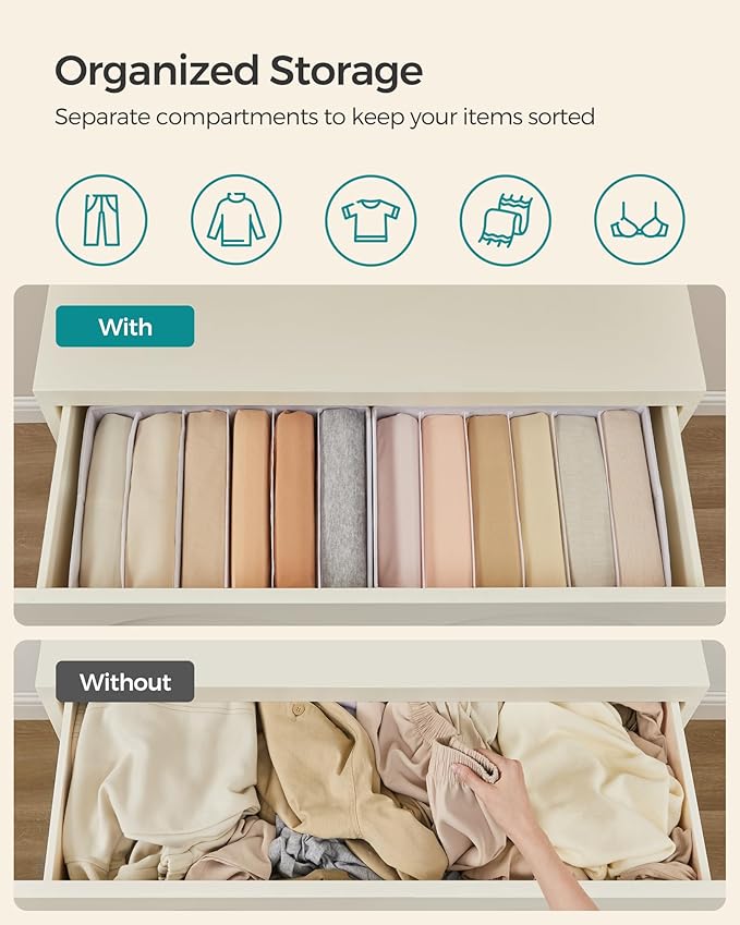 SONGMICS Set of 6 Large Size Wardrobe Clothes Organizers, 6-Compartment - Image 3