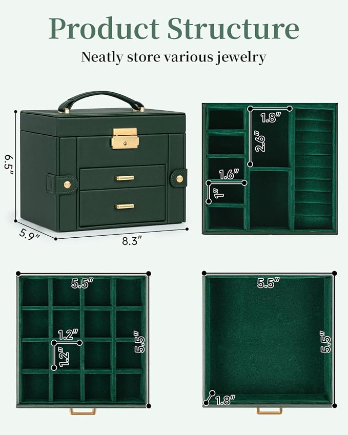 TORIBIO Jewelry Box for Women, Leather Jewelry Organizer - Image 2