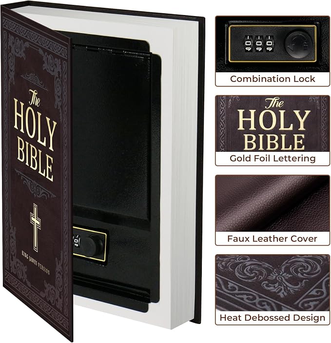 Book Safe with Combination Lock, Hidden Safe with Fireproof Bag, Secret - Image 2