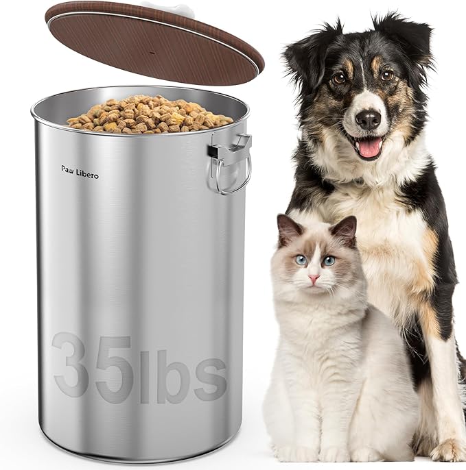 35 Lbs Stainless Steel Dog Food Storage Container by PawLibero