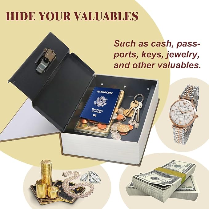 Paris Book Safe Box with Combination Lock, Diversion Safe Vintage Faux Book - Image 3