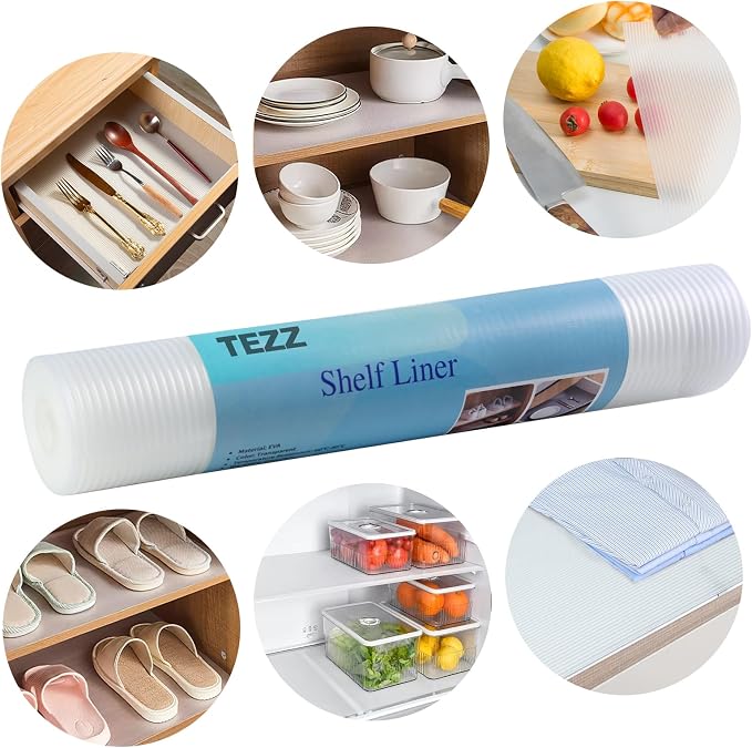 Shelf Liner, 14 Inches x 20 FEET Non-Slip Kitchen Cabinet Liner, Washable - Image 6