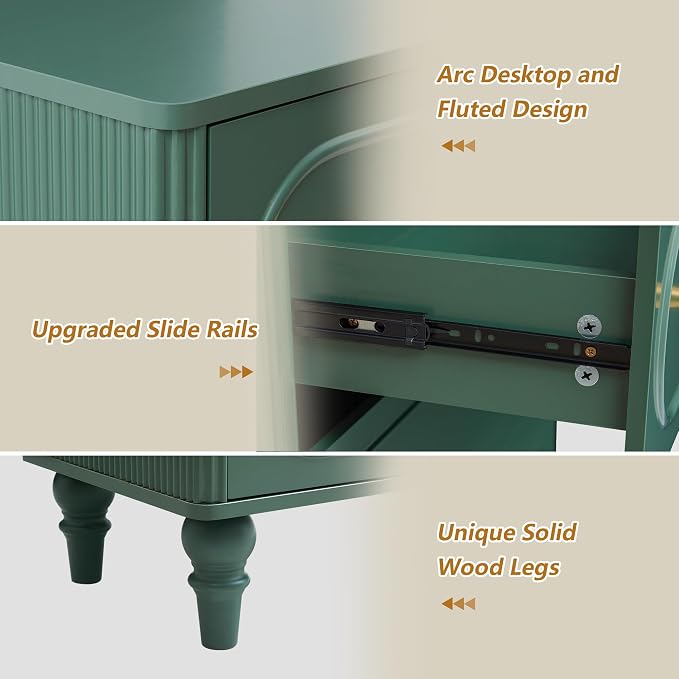 5 Drawer Fluted Dresser for Bedroom, Mid Century Modern Chest of Drawers - Image 4