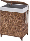 Laundry Hamper with Lid and Removable Liner Bag, Handwoven Natural Hyacinth by LGENHOOMHandwovenNaturalWaterHyacinthBasket