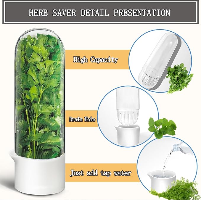 Herb Saver for Refrigerator, Cilantro Container for Fridge, Fresh Herbs Lettuce - Image 5