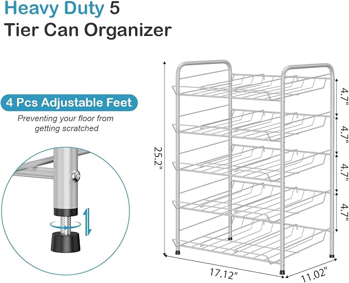 Vrisa Can Organizer for Pantry 5 Tier Canned Food Organizer Can Storage Rack - Image 2