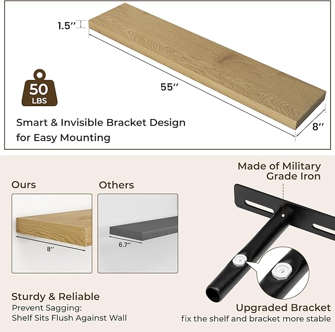 RICHFOCUS 55Inch Floating Shelves - Image 3
