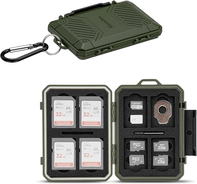IP67 Waterproof Memory Card Case, Slim Anti-Shock SD TF Card Holder Carrying by Kiorafoto