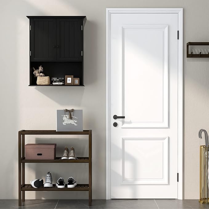 Tangkula Wall Mount Bathroom Cabinet Wooden Medicine Cabinet Storage Organizer - Image 5