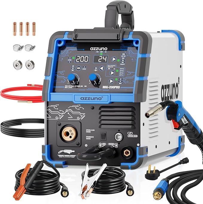 AZZUNO MIG Welder 110V/220V, 200A 8 in 1 Welder Machine Flux Core MIG/Gas by AZZUNO