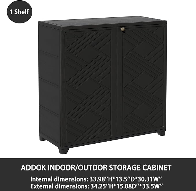 ADDOK Indoor Outdoor Plastic Storage Cabinet 34"x15"x34" - Image 6