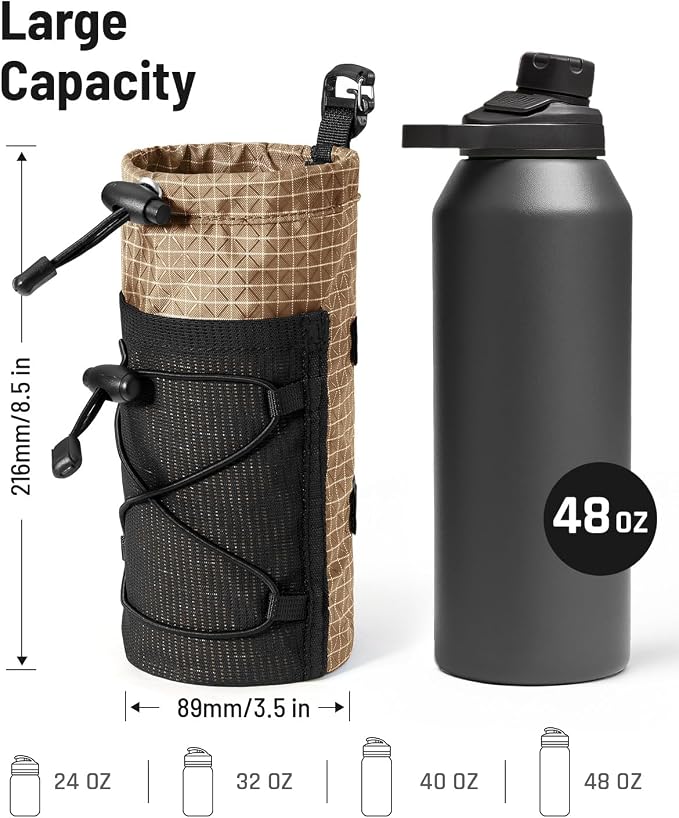 Large Water Bottle Holder Pouch Bag, Backpack Water Bottle Holder Mesh Bag - Image 2