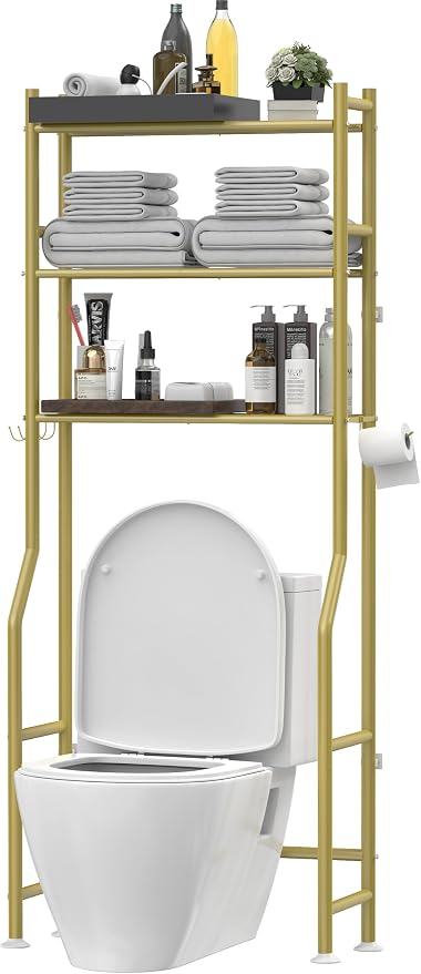 3-Tier Over The Toilet Storage, Freestanding Metal Bathroom Shelves by LivilordBrand