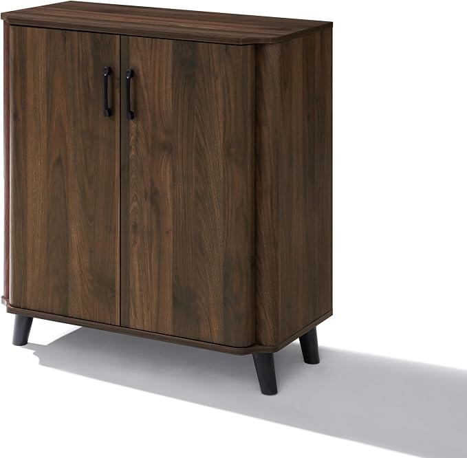 LuxenHome Buffet Cabinet with Storage, Walnut Coffee Bar Cabinet, Small Storage - Image 7