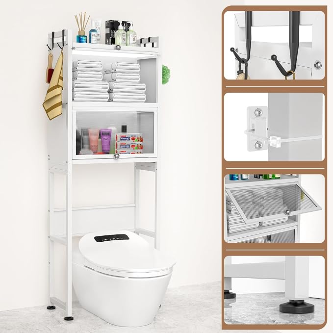 ZZL Over The Toilet Storage Cabinet, Bathroom Toilet Organizer, Waterproof - Image 3