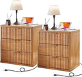 LEYAOYAO Fluted Nightstand Set of 2 by LEYAOYAO-Findtheshiningpointofyourideallife%EF%BC%81