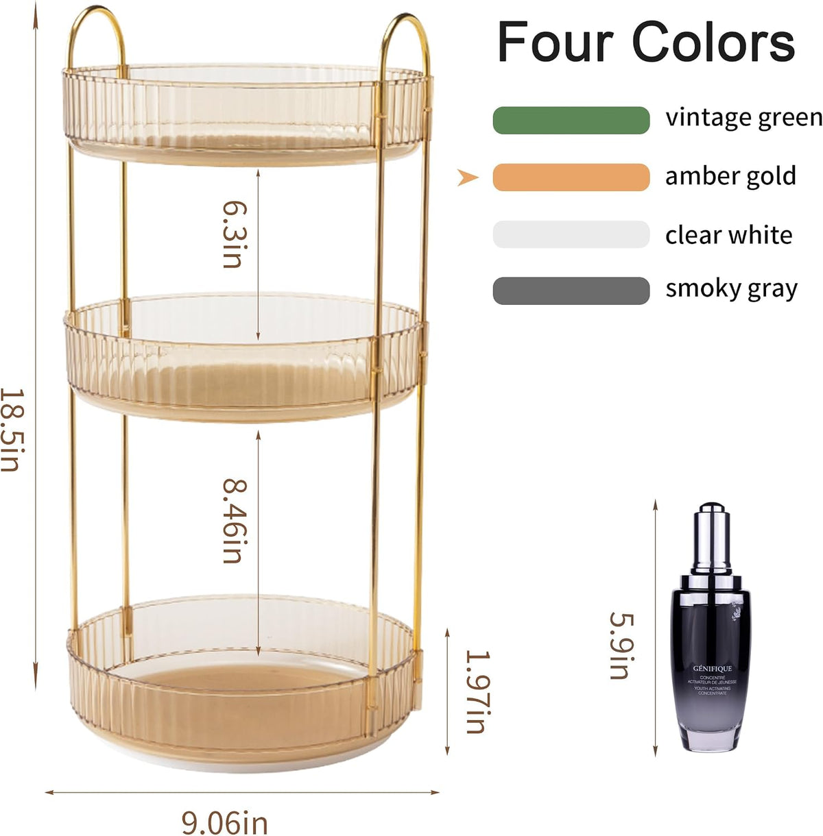 YCIA&DONE 360 Rotating Makeup Organizer and Storage for Vanity