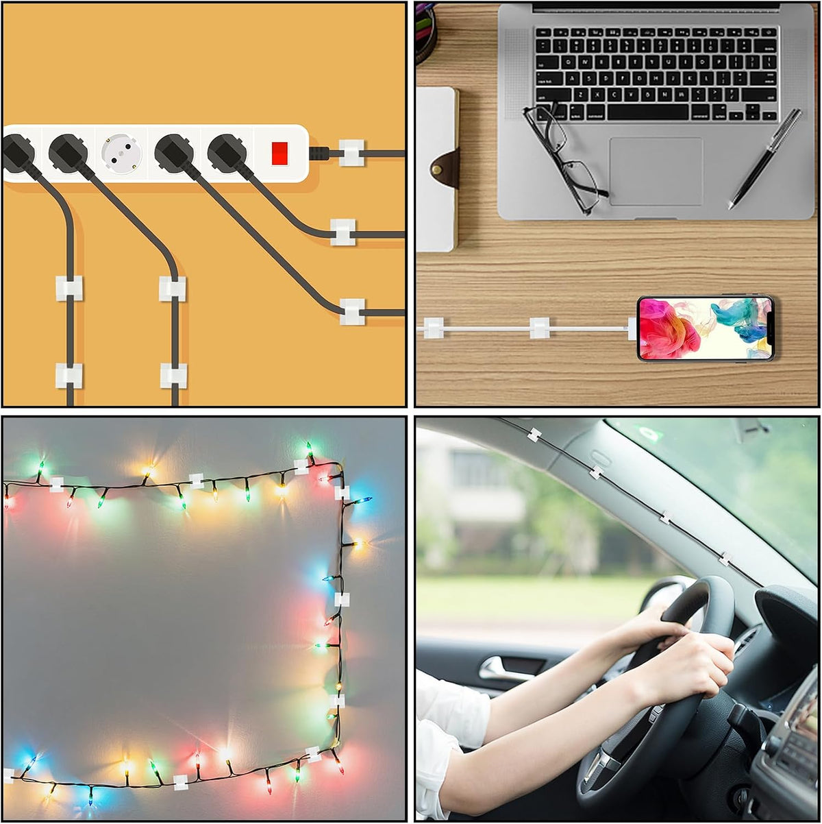 130 Pcs Cable Clips, Adhesive Cable Organizer Cord Holder Wire Clip