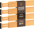 4-Pack Bamboo Drawer Dividers - 2.6 Inches High, Adjustable 12 to
