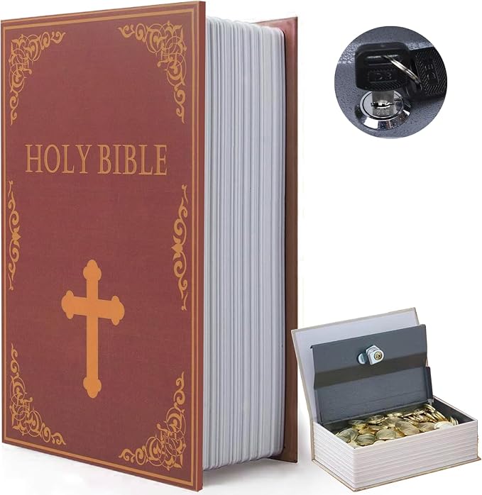 Book Safe Box with Combination Lock, Diversion Safe Vintage Faux Book Hidden by FOWSEEK