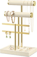Bracelet Holder Jewelry Organizer Display - 3 Tier T Bar Velvet Stand