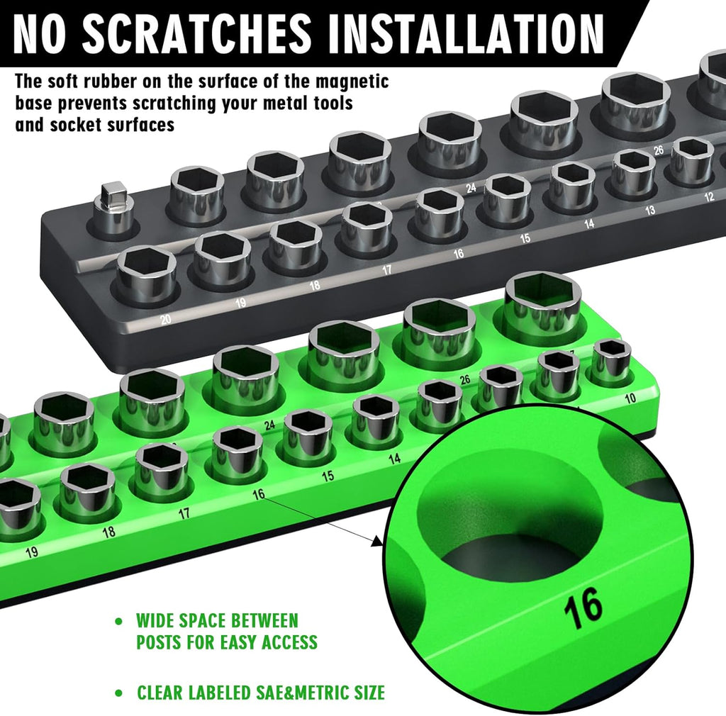 Magnetic Socket Organizer Holder Set For Tool Box Drawer, Toolbox