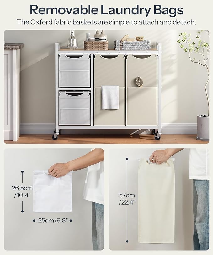 HOOBRO Laundry Sorter with 4 Section, 39 Gal. Laundry Hamper with Wheels - Image 5