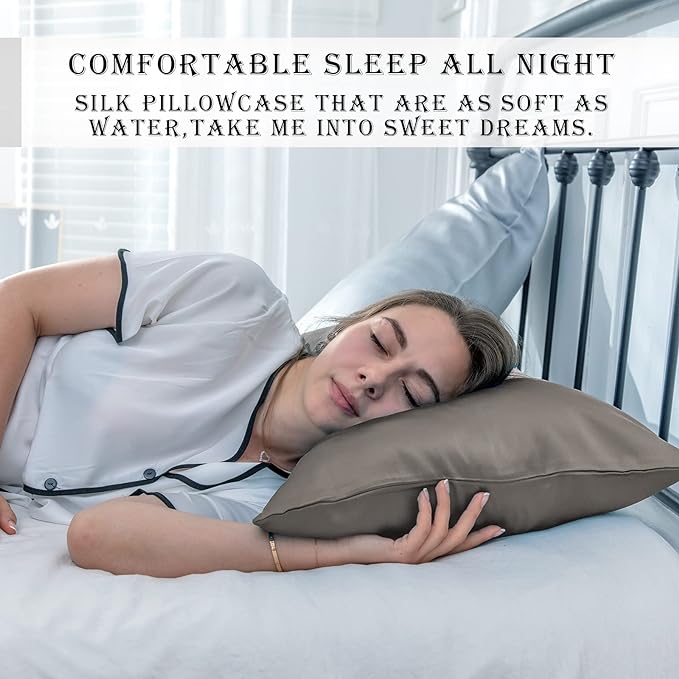 Silk Pillowcase for Hair and Skin, Breathable and Sliky 100% Silk Pillowcases - Image 6
