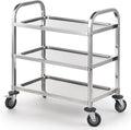 CURTA Stainless Steel Serving Trolley, Rolling Casters Brake Wheel, Commercial by CURTA