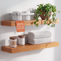 Homeforia 24 Inch Floating Shelves, High-End Solid Pine Wood, Set of 2