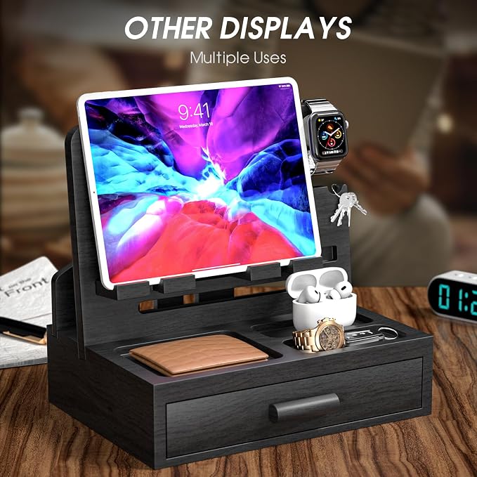 Sephyroth Bamboo Phone Docking Station Nightstand Organizer Bedside Organizer - Image 6
