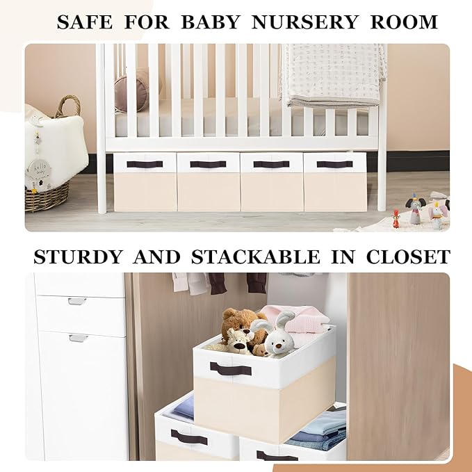 Criusia 6 Pack Large Toy Box Chest, Collapsible Sturdy Toy Storage Organizer - Image 6