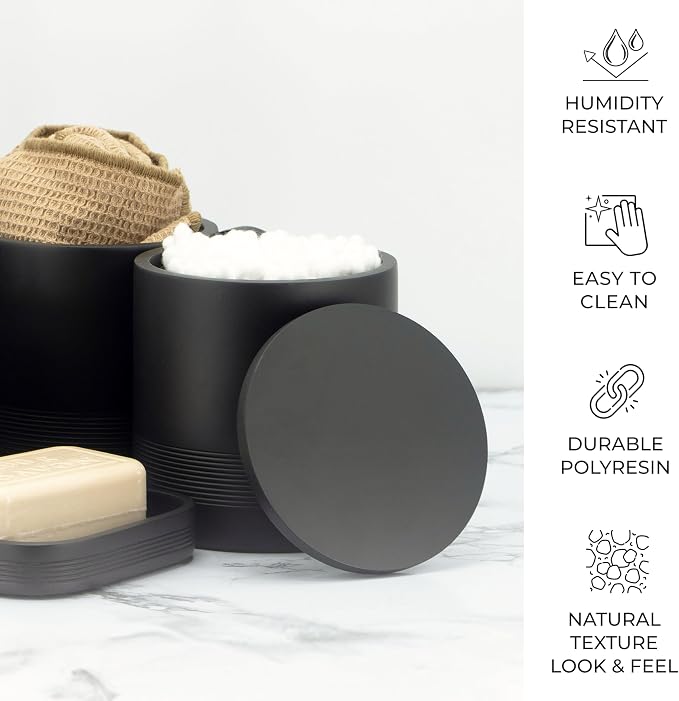 ZCCZ Black Matte Bathroom Accessories Set 6 Pieces - Image 6
