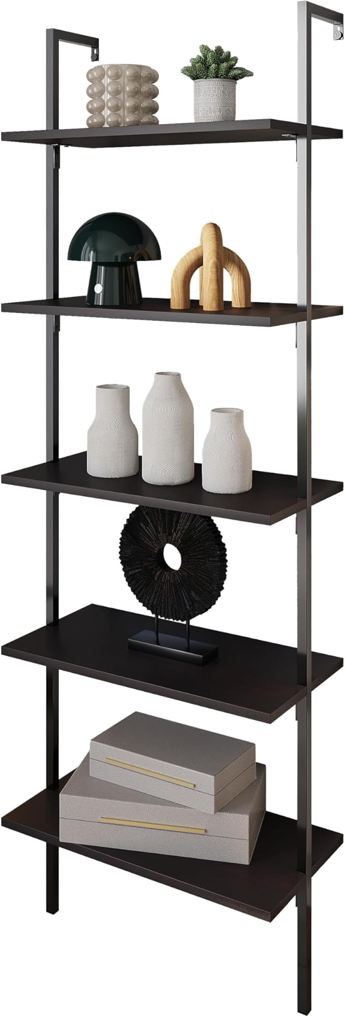 happimess MSH1001A Madera 72.05" Classic Industrial 5-Shelf Wood Wall-Mounted by Happimess