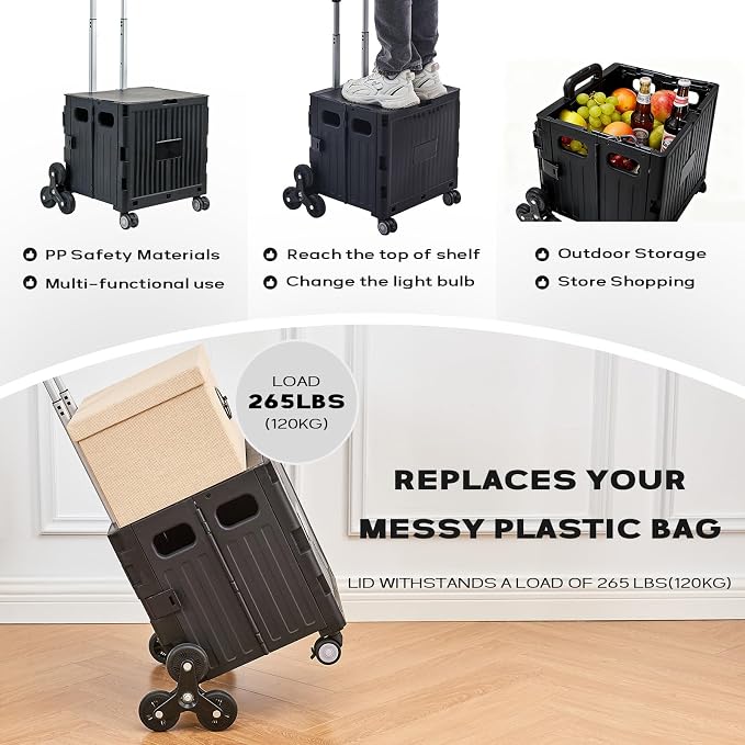 Utility Cart Foldable Shopping Cart Book Storage Cart, - Image 6
