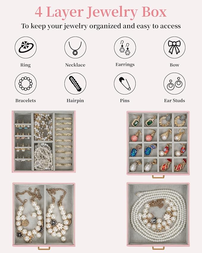 TORIBIO Jewelry Box for Women, Leather Jewelry Organizer - Image 4