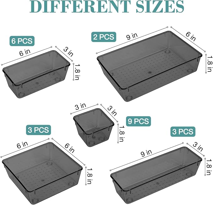 23 PCS Drawer Organizer Set, 5 Varied Size Bathroom and kitchen Drawer cabinet - Image 2