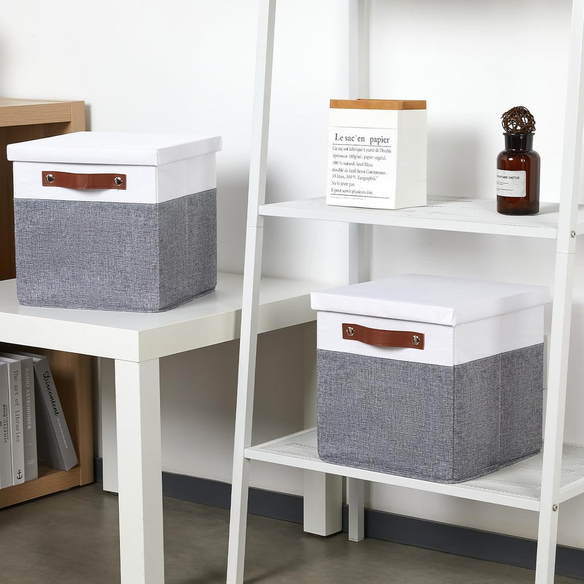 Foldable Fabric Storage Bins with Lids, 2-Pack Storage Bin for