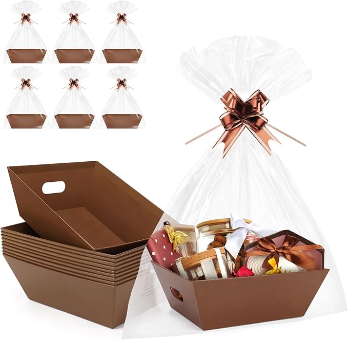 AFOROEOA 10PACK Baskets for Gifts Empty, 10x12”Thick Brown Gift Basket by AFOROEOA