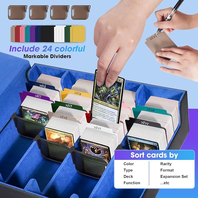 Card Organizer Box, 3000+Trading Card Storage Box, PU Leather Card Organizer Box - Image 3