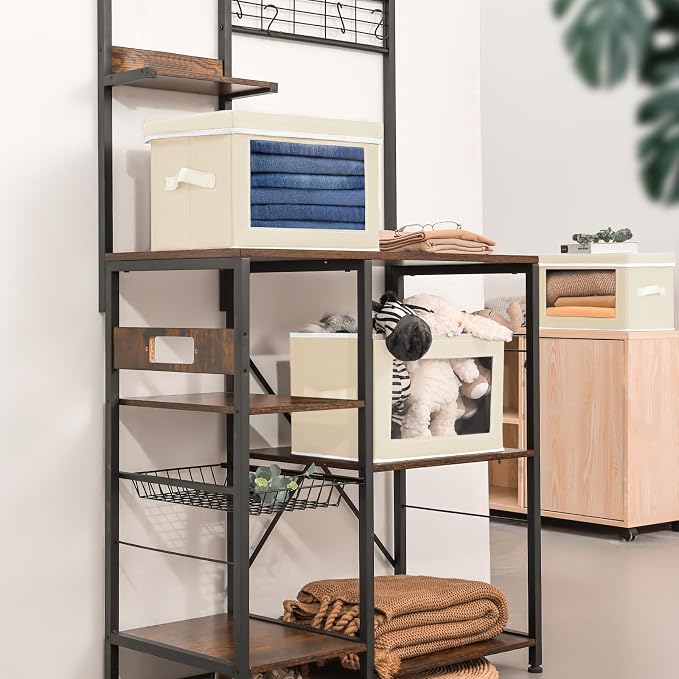Fabric Storage Bins with Lids, Storage Cubes with Window, Decorative Storage - Image 5