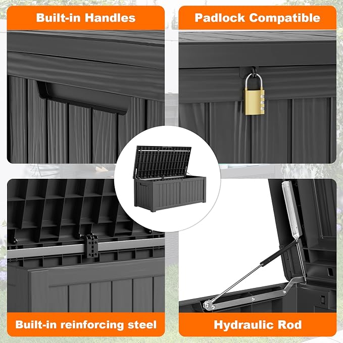 DRATO 120 Gallon Large Deck Box, Outdoor Storage Box - Image 3