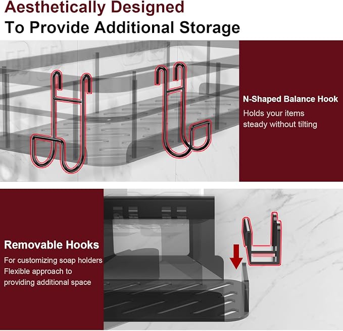 Large Capacity Shower Caddy, Heavy-Duty Adhesive Shower Organizers - Image 5